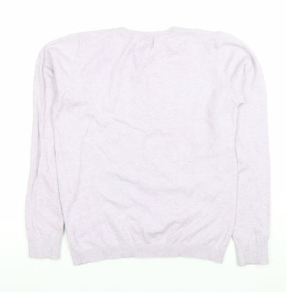OBJECT Women's Purple Wool Blend Crew Neck Jumper Size S