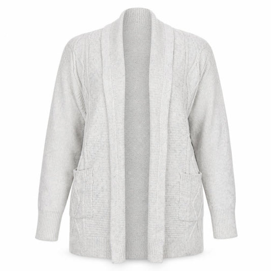 Tahari Women Ivory Knit Long Sleeve Open Cardigan Size S