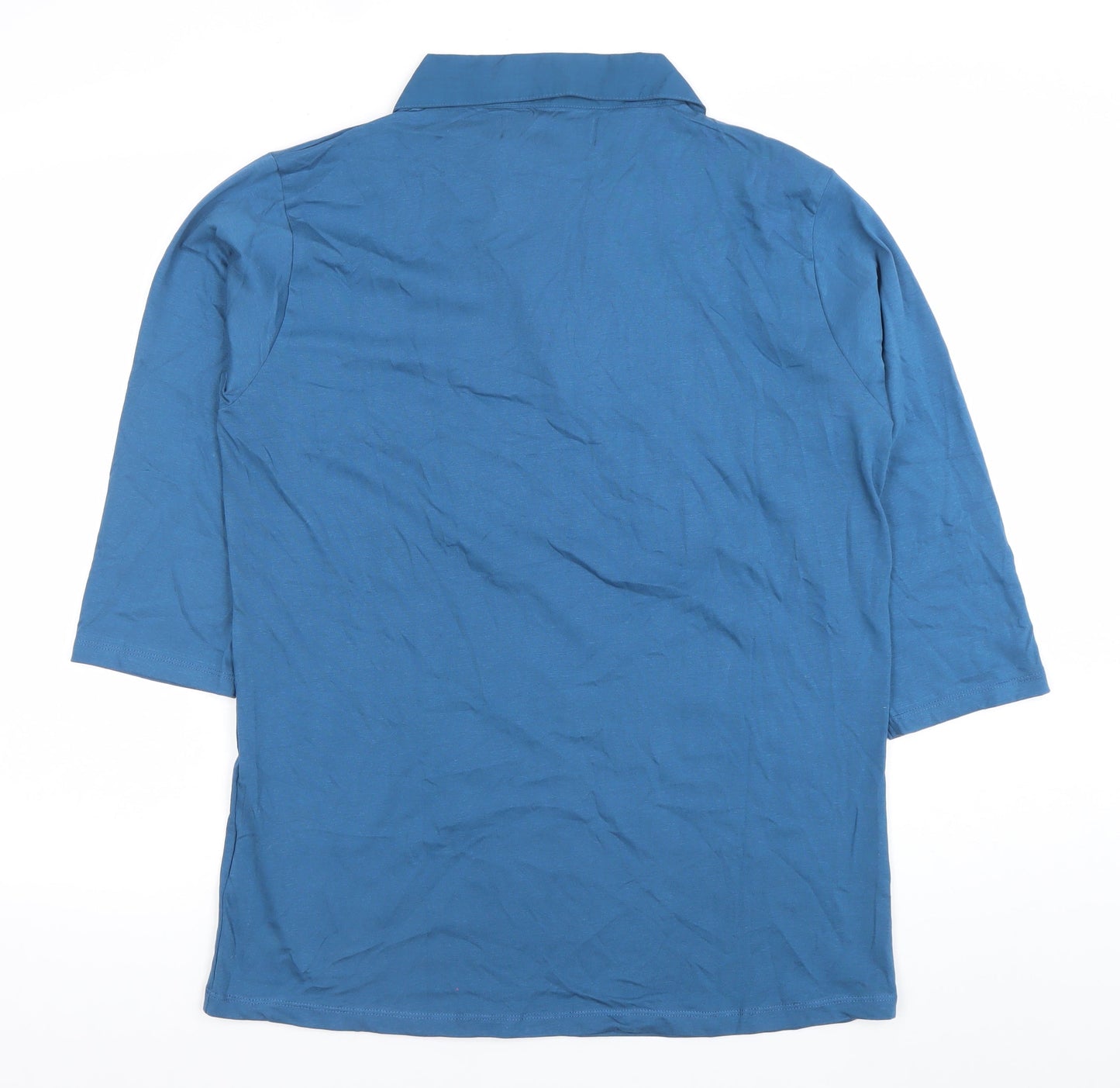 Paco Boutique Women Blue Size 18 Polo Shirt 3/4 Sleeve Cotton