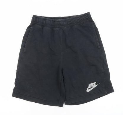 Nike Boys Black Sweat Shorts L 147-158cm Cotton Blend Athletic