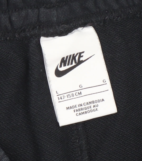Nike Boys Black Sweat Shorts L 147-158cm Cotton Blend Athletic