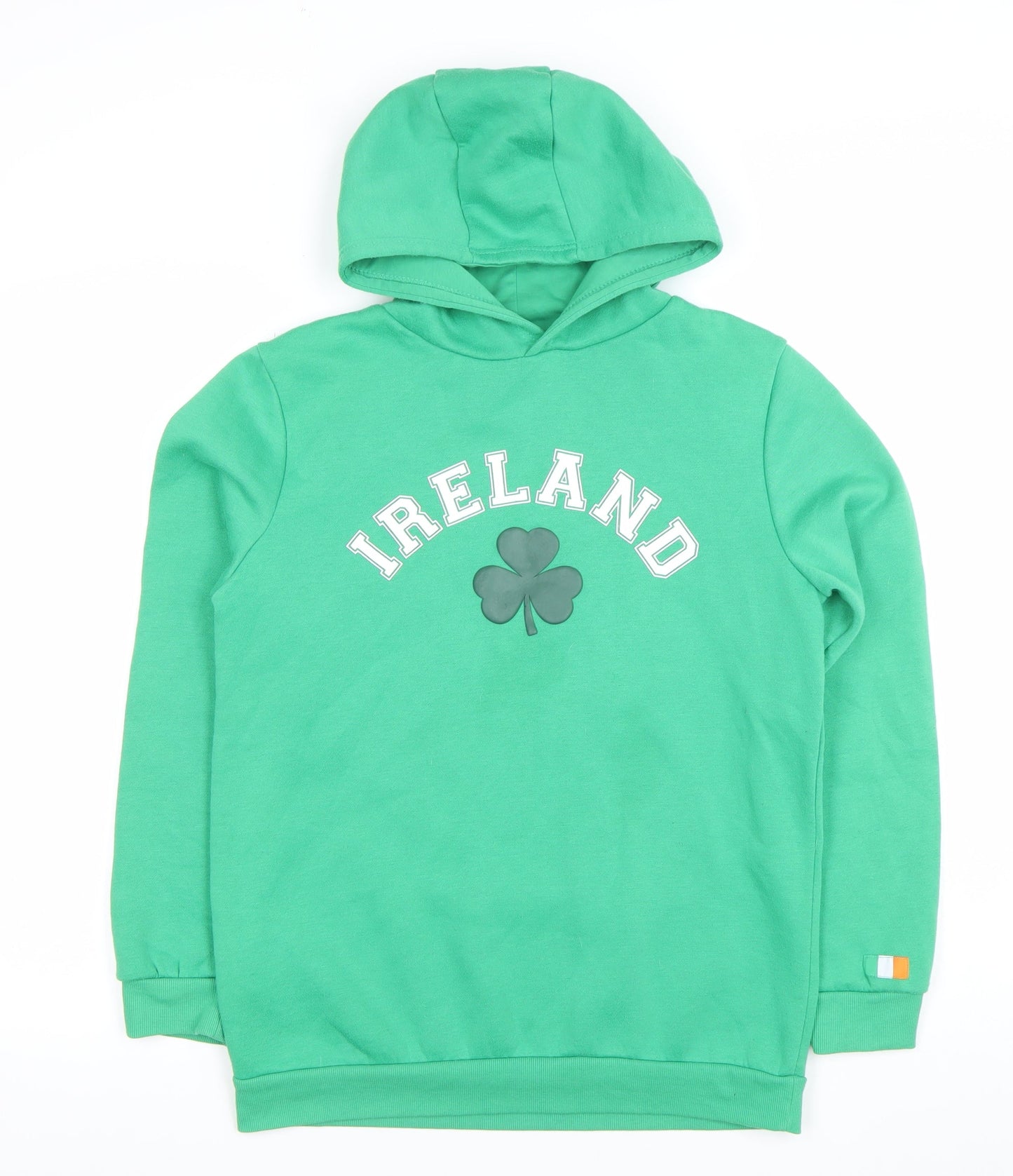 Primark Boys Green Ireland Hoodie 13-14 Years Pullover Fleece Sweatshirt