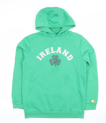 Primark Boys Green Ireland Hoodie 13-14 Years Pullover Fleece Sweatshirt