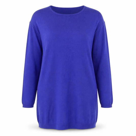 Esmara Women's Blue 3/4 Sleeve Tunic Jumper Size M Scoop Neck Knitwear