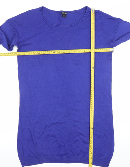 Esmara Women's Blue 3/4 Sleeve Tunic Jumper Size M Scoop Neck Knitwear