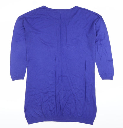 Esmara Women's Blue 3/4 Sleeve Tunic Jumper Size M Scoop Neck Knitwear