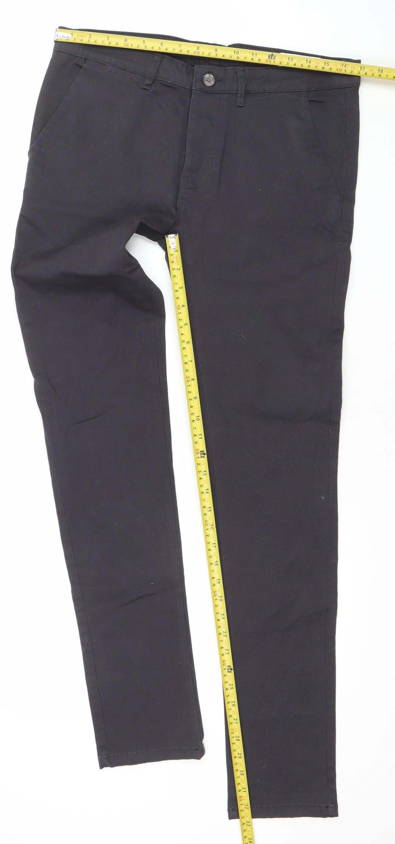Men’s Black Skinny Fit Cotton Stretch Trousers W33 L34