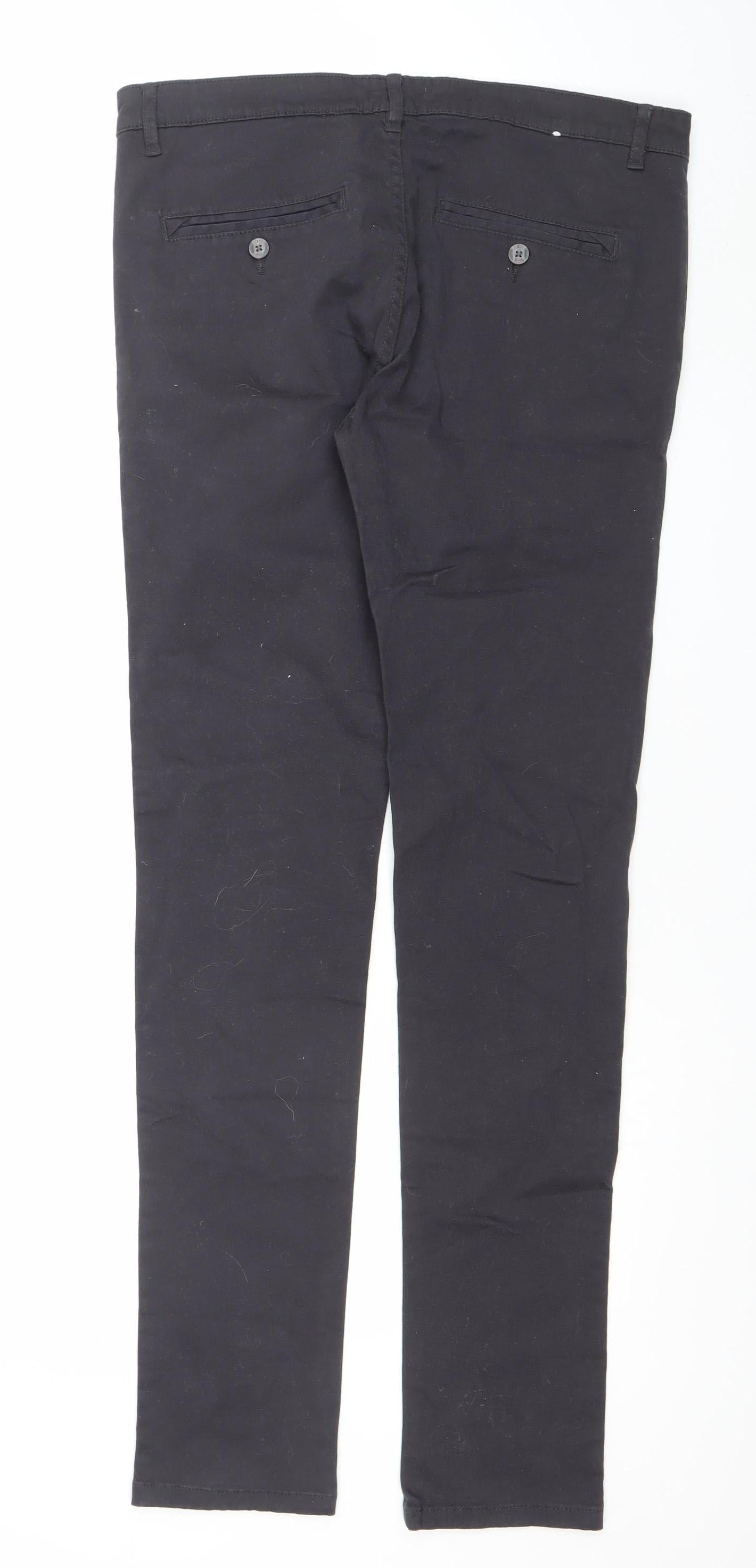 Men’s Black Skinny Fit Cotton Stretch Trousers W33 L34