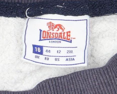 Lonsdale London Womens Grey & Navy Pullover Sweatshirt Size 16