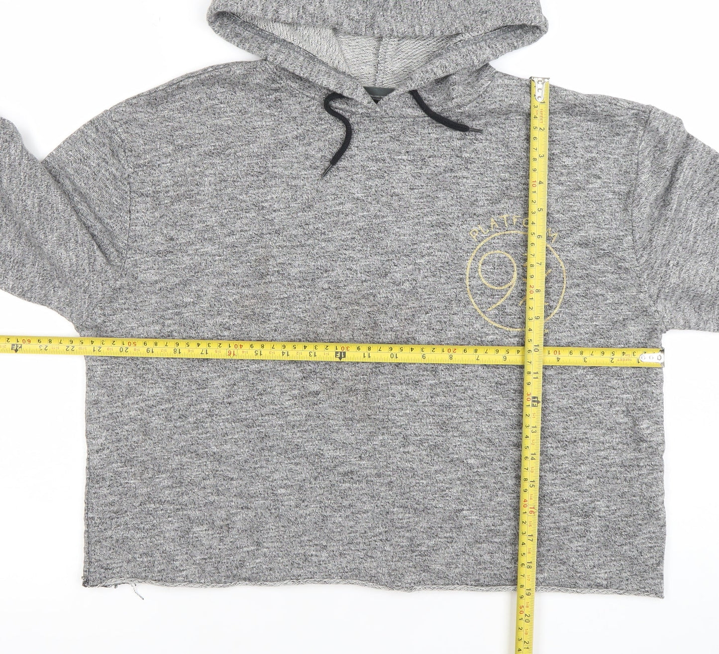 Harry Potter Women's Grey Hooded Pullover Hoodie Size L Hogwarts Platform 9¾