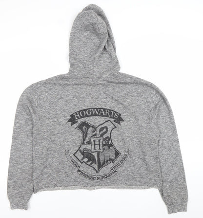 Harry Potter Women's Grey Hooded Pullover Hoodie Size L Hogwarts Platform 9¾