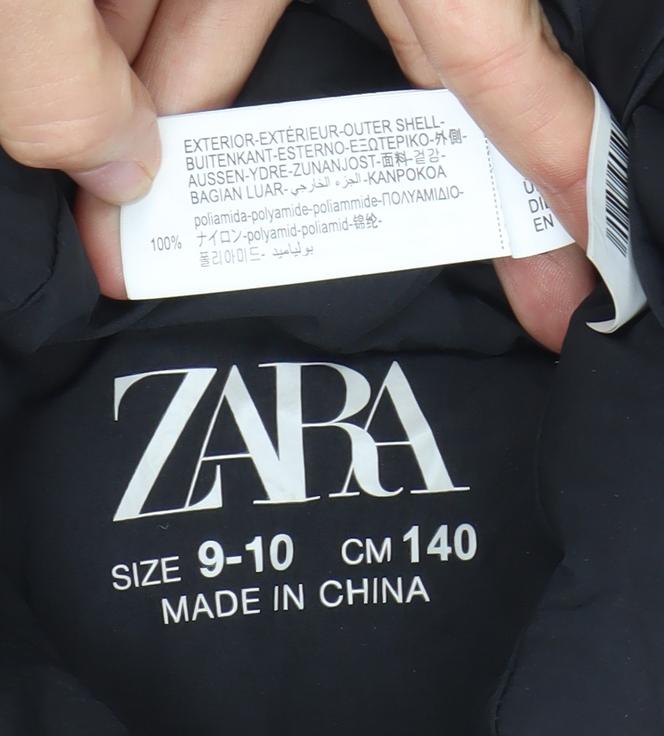 ZARA Girls Black 9-10 Years Puffer Waistcoat Quilted Sleeveless Vest