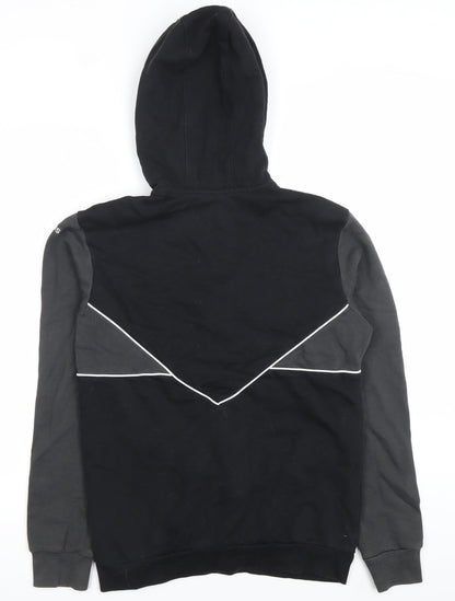 Adidas Boys Black & Grey 15-16 Years XL 1/2 Zip Hoodie Cotton Blend