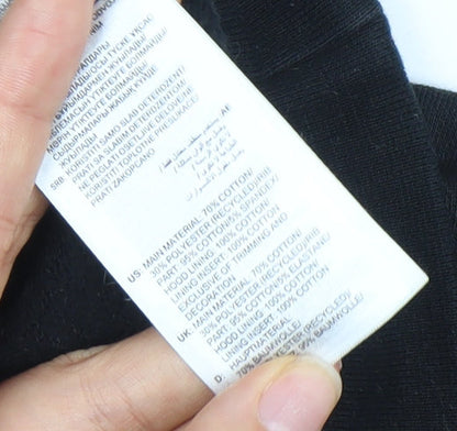 Adidas Boys Black & Grey 15-16 Years XL 1/2 Zip Hoodie Cotton Blend