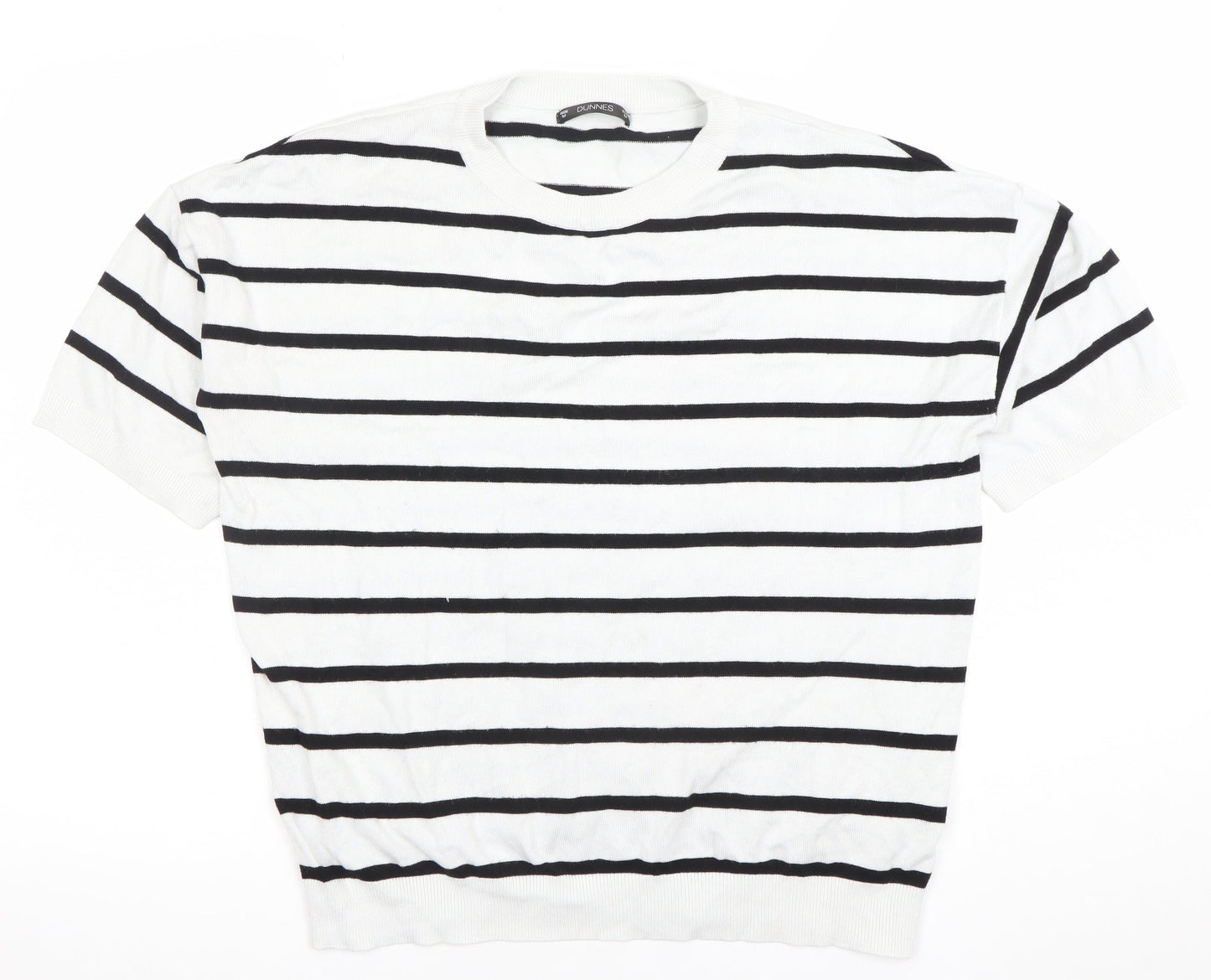 Dunnes Stores Women’s White Striped Knit Short Sleeve Top Size 12