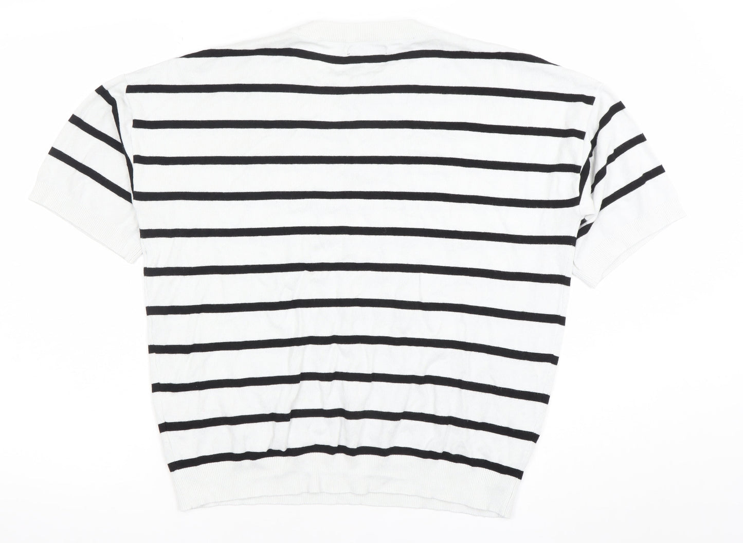 Dunnes Stores Women’s White Striped Knit Short Sleeve Top Size 12