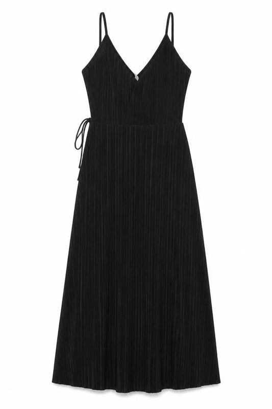 H&M Women’s Black Midi Pleated Slip Dress Size 12