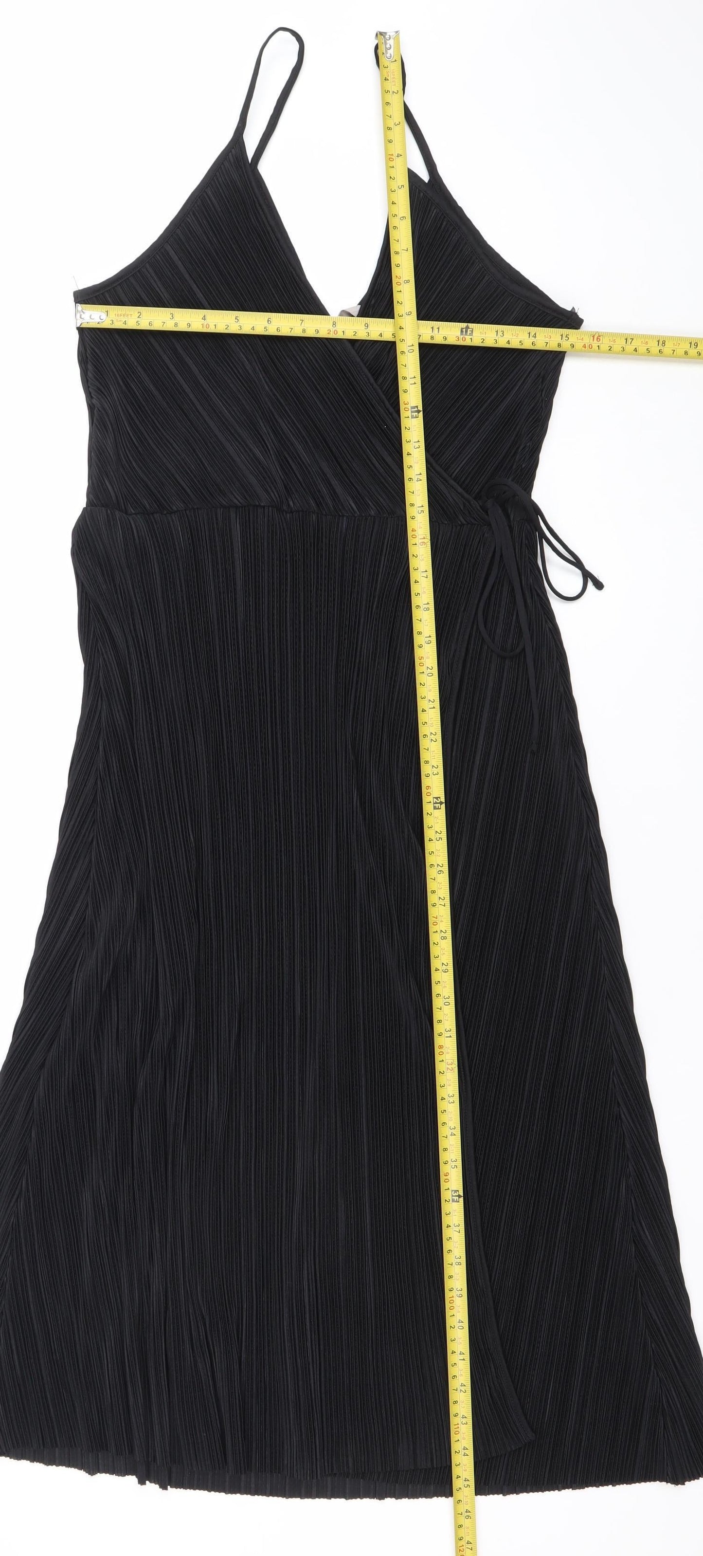 H&M Women’s Black Midi Pleated Slip Dress Size 12