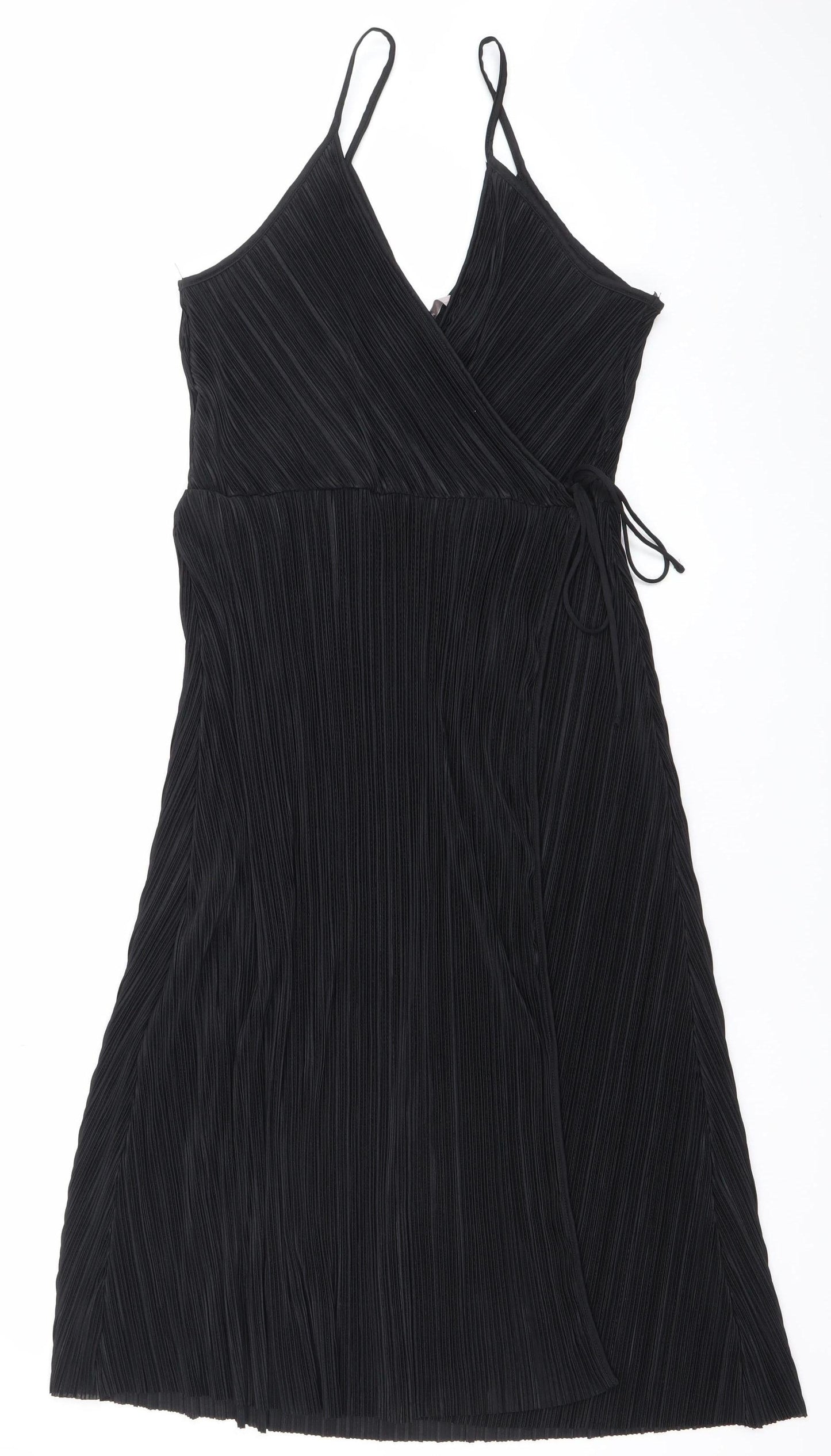 H&M Women’s Black Midi Pleated Slip Dress Size 12