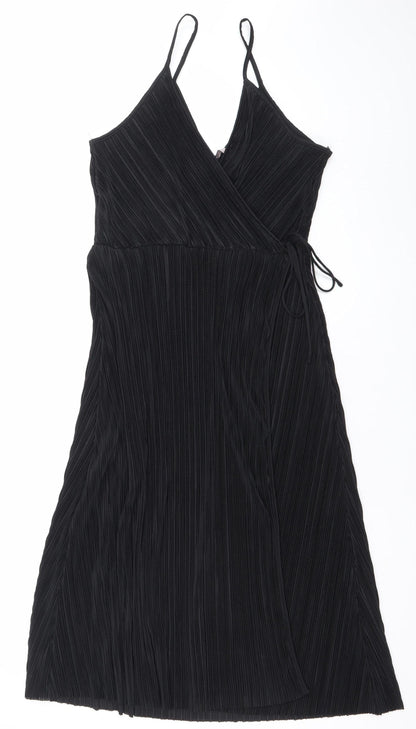 H&M Women’s Black Midi Pleated Slip Dress Size 12