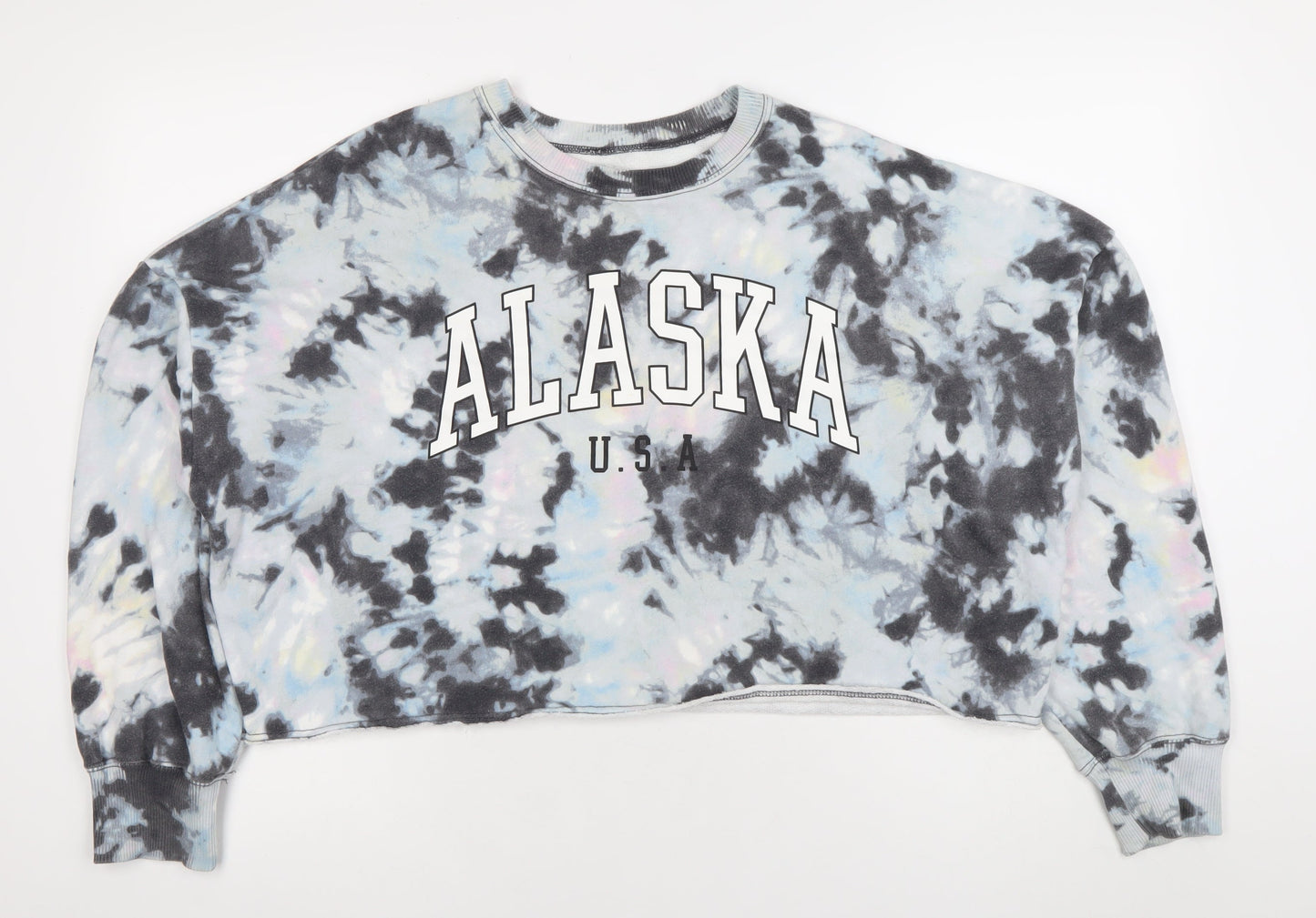 Hollister Womens Blue Tie-Dye Alaska USA Graphic Pullover Sweatshirt L
