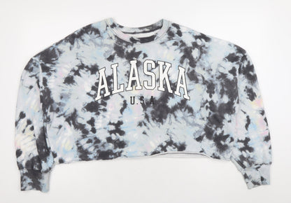 Hollister Womens Blue Tie-Dye Alaska USA Graphic Pullover Sweatshirt L