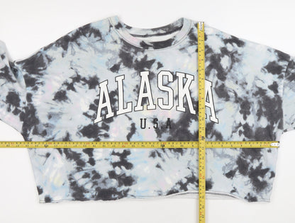Hollister Womens Blue Tie-Dye Alaska USA Graphic Pullover Sweatshirt L