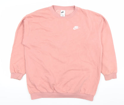 Nike Womens Pink Crew Neck Pullover Sweatshirt XL Cotton Blend