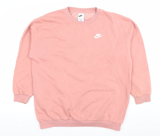 Nike Womens Pink Crew Neck Pullover Sweatshirt XL Cotton Blend