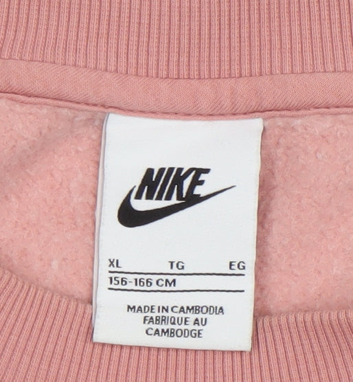 Nike Womens Pink Crew Neck Pullover Sweatshirt XL Cotton Blend