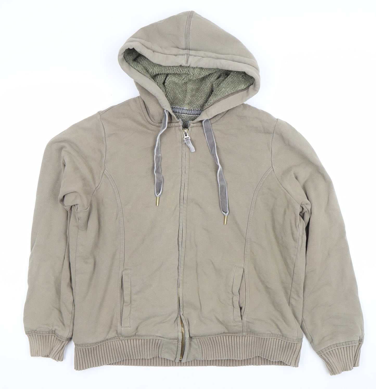 Marks and Spencer Womens Beige Full Zip Hooded Sweatshirt UK 18