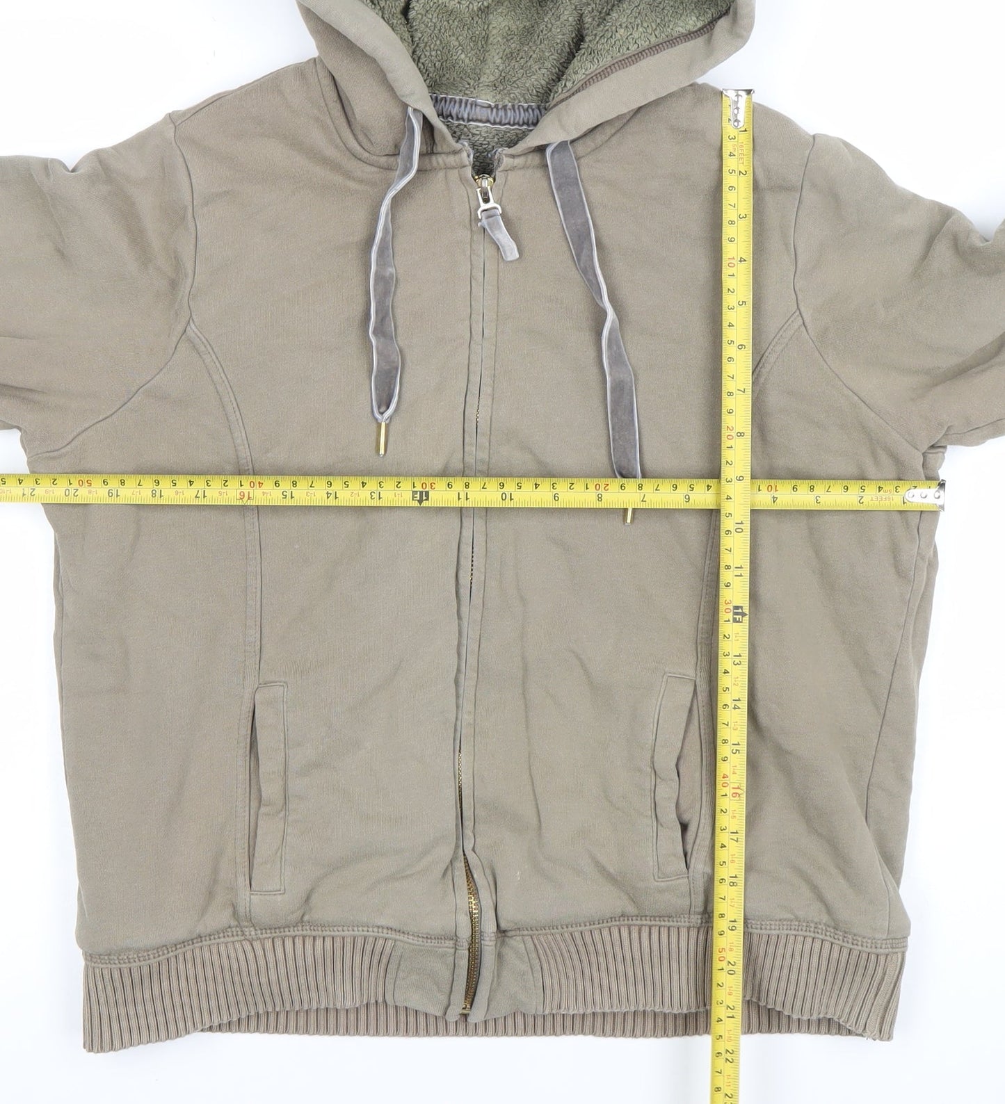 Marks and Spencer Womens Beige Full Zip Hooded Sweatshirt UK 18
