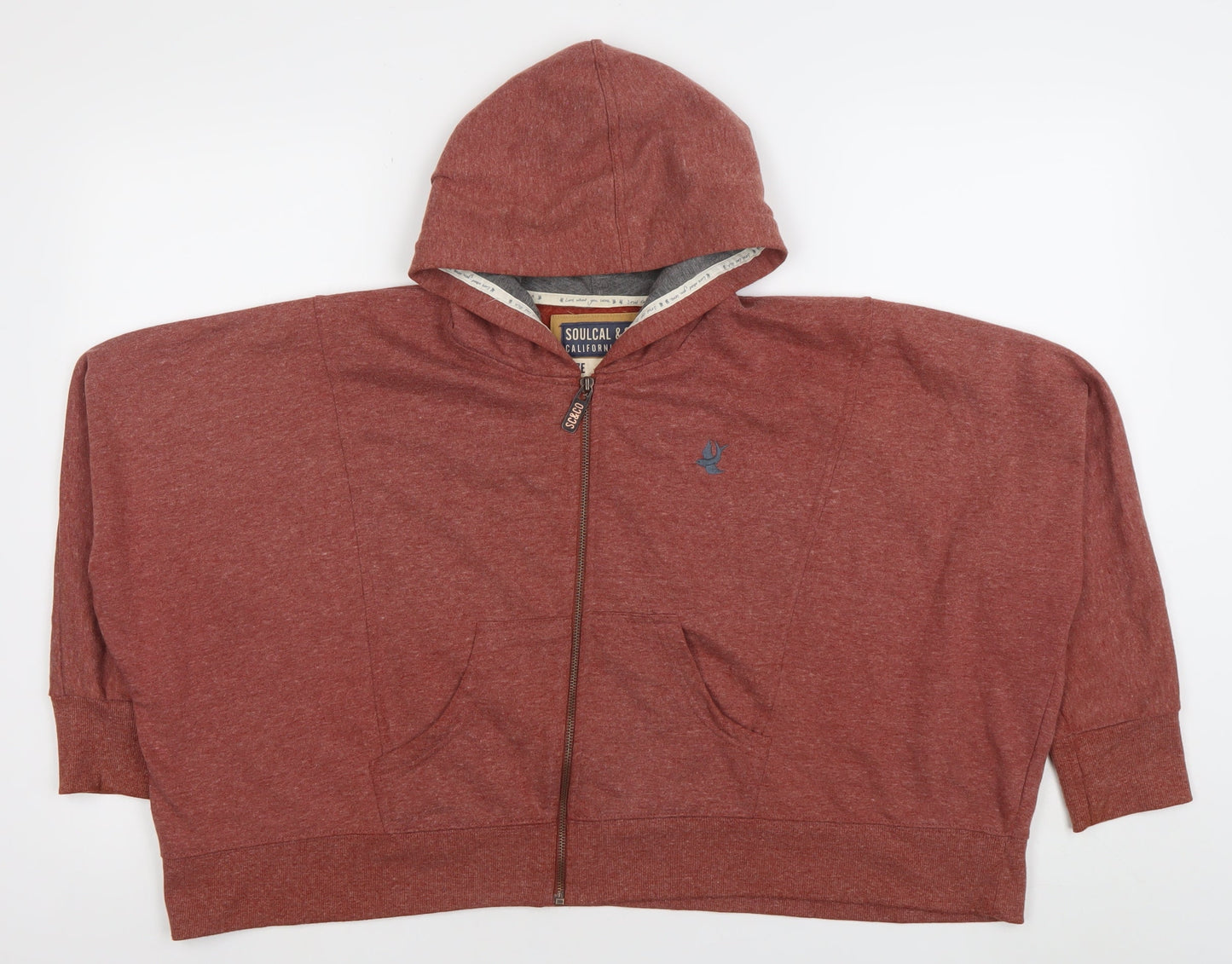 SoulCal & Co Womens Red Full Zip Hoodie Size 16 Cotton Blend