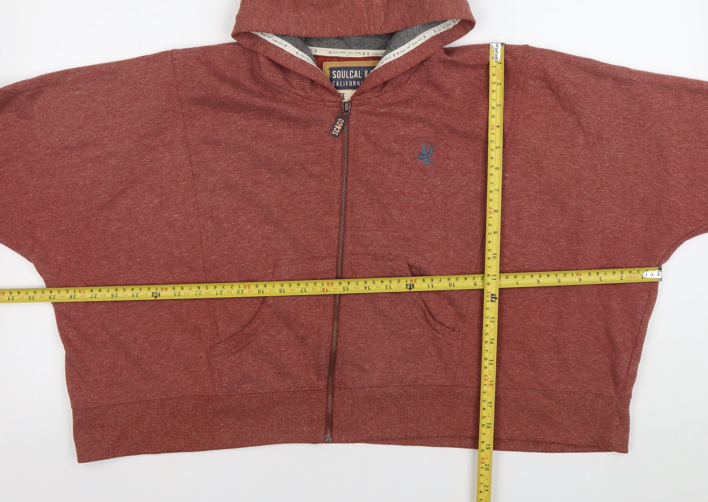 SoulCal & Co Womens Red Full Zip Hoodie Size 16 Cotton Blend