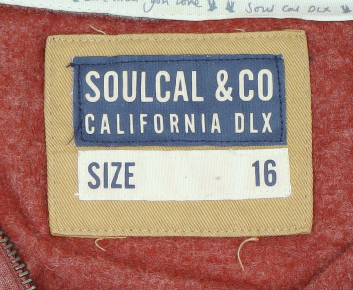 SoulCal & Co Womens Red Full Zip Hoodie Size 16 Cotton Blend