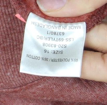 SoulCal & Co Womens Red Full Zip Hoodie Size 16 Cotton Blend