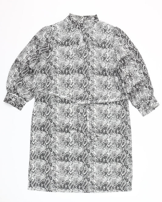 Next Women’s Black Snake Print High Neck Shift Dress UK 14