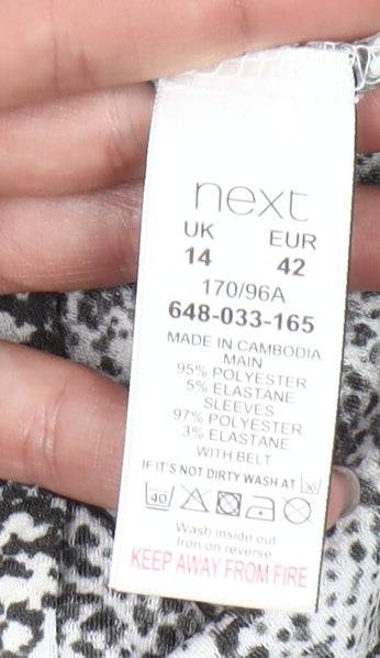 Next Women’s Black Snake Print High Neck Shift Dress UK 14