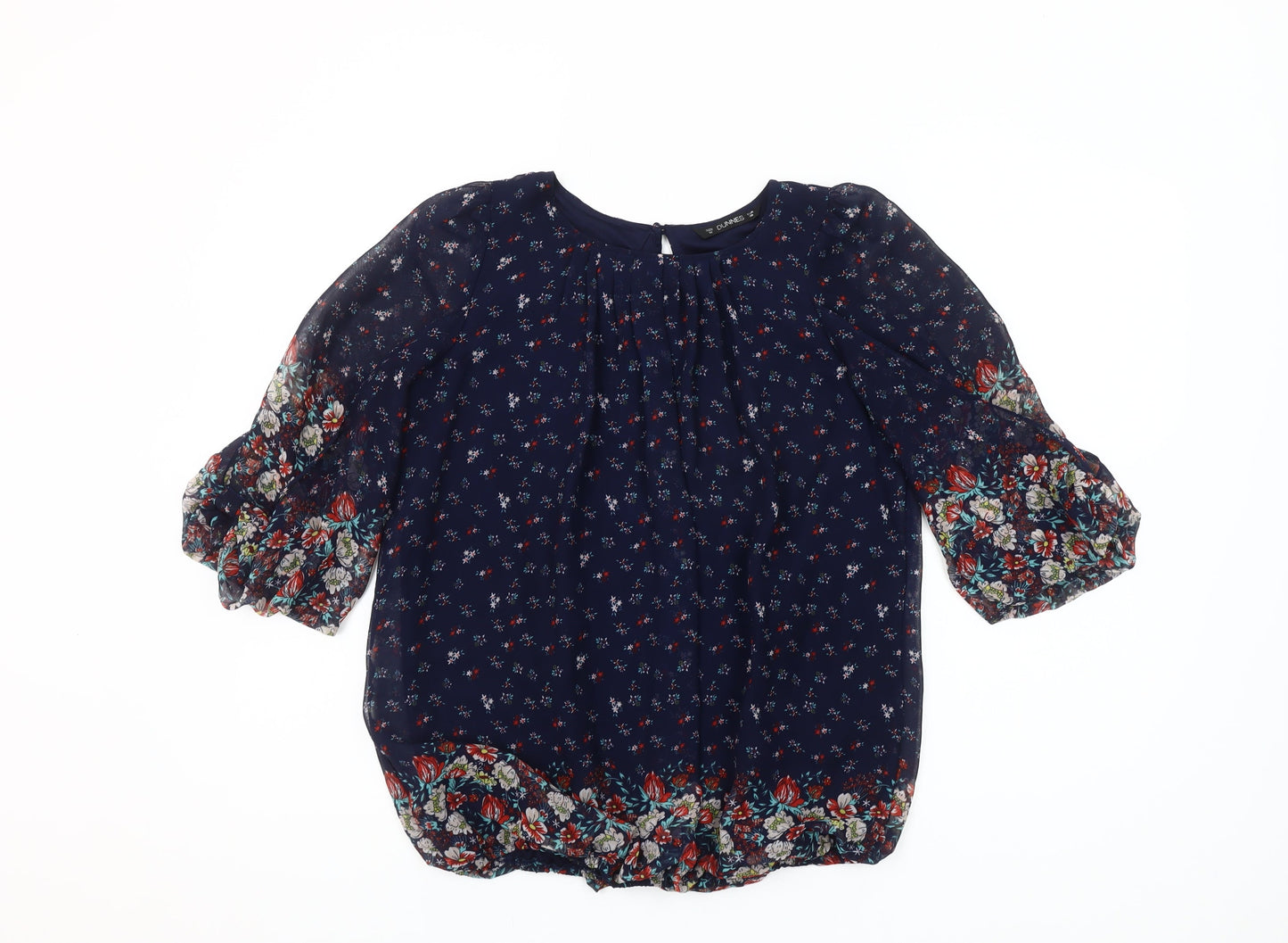 Dunnes Women’s Navy Floral Chiffon Tunic Blouse Size 10