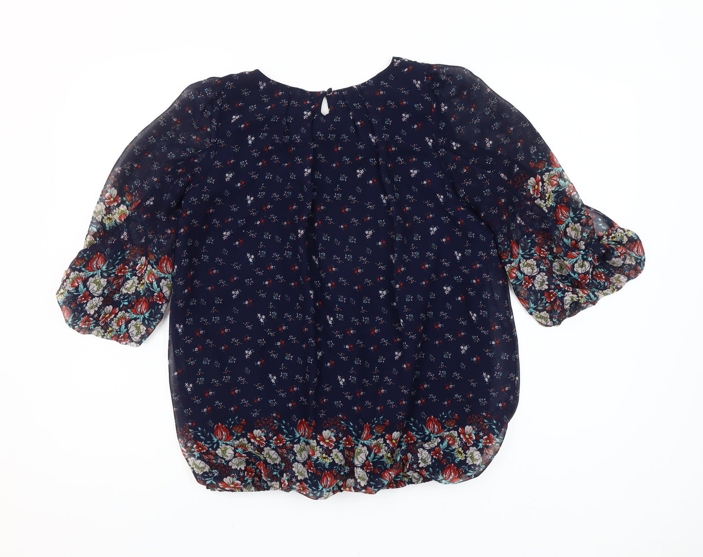 Dunnes Women’s Navy Floral Chiffon Tunic Blouse Size 10