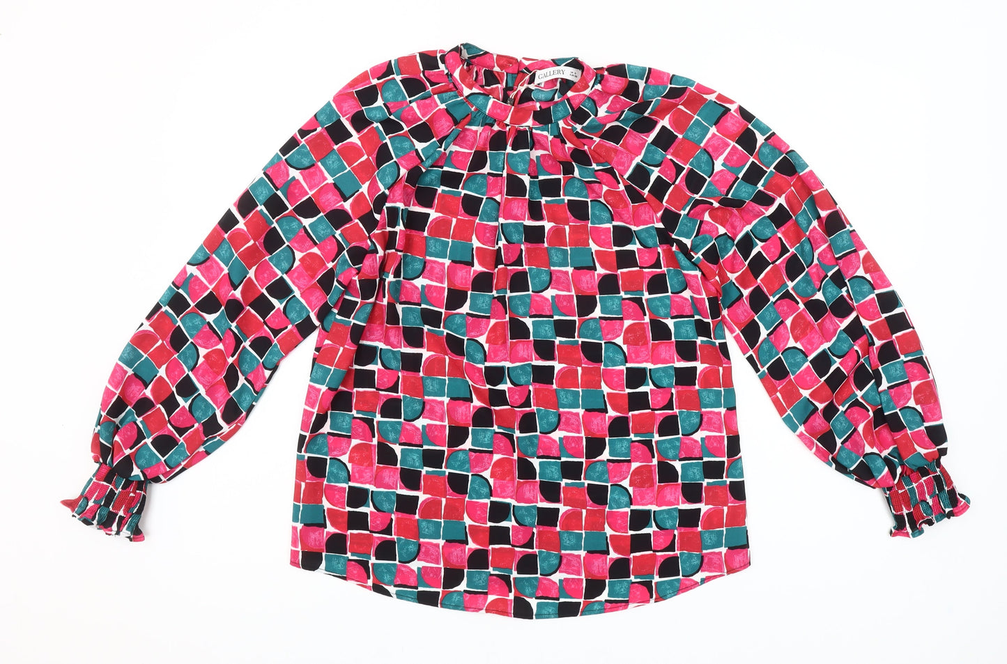 Gallery Women’s Multicoloured Geometric Long Sleeve Tunic Blouse Size 8