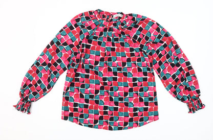 Gallery Women’s Multicoloured Geometric Long Sleeve Tunic Blouse Size 8