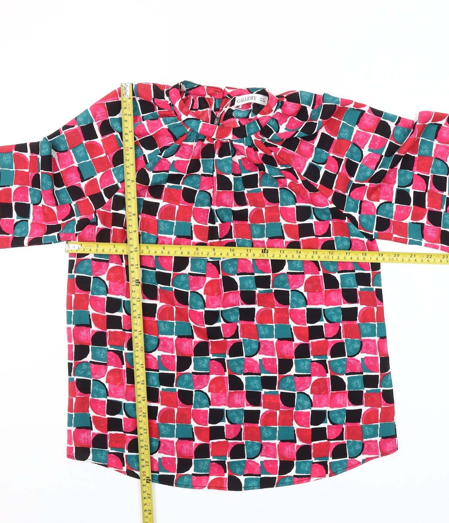 Gallery Women’s Multicoloured Geometric Long Sleeve Tunic Blouse Size 8