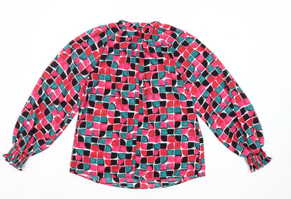 Gallery Women’s Multicoloured Geometric Long Sleeve Tunic Blouse Size 8