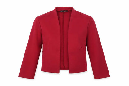 Quiz Women's Red Cropped Long Sleeve Open Front Blouse Size 12