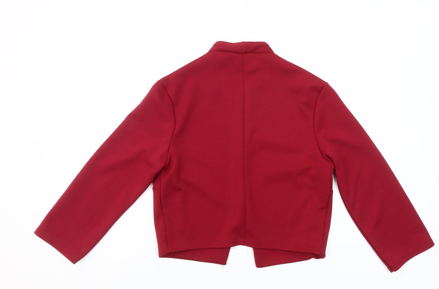 Quiz Women's Red Cropped Long Sleeve Open Front Blouse Size 12