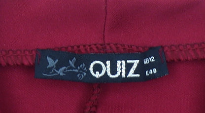 Quiz Women's Red Cropped Long Sleeve Open Front Blouse Size 12