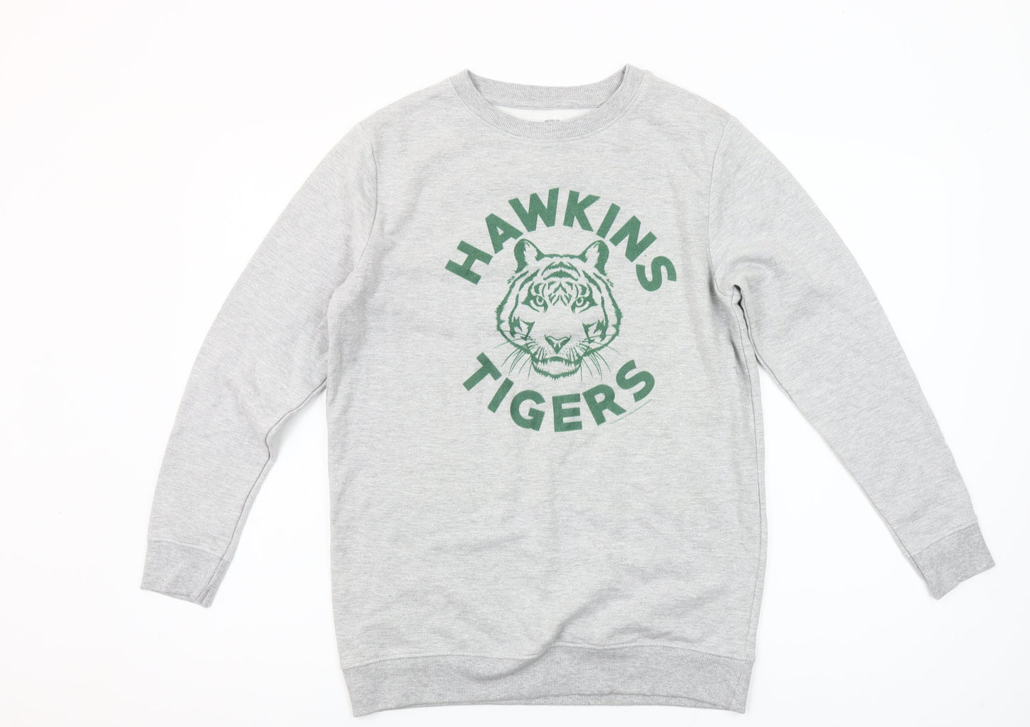 Stranger Things Hawkins Tigers Grey Sweatshirt Girls 11-12 Years Pullover