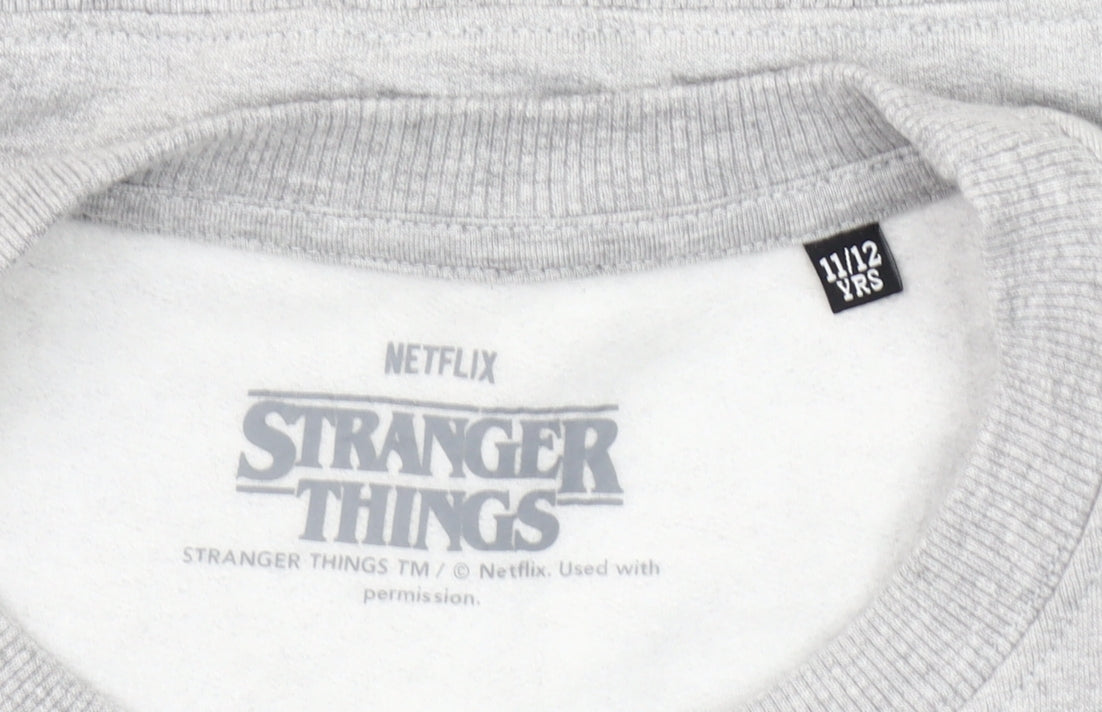 Stranger Things Hawkins Tigers Grey Sweatshirt Girls 11-12 Years Pullover