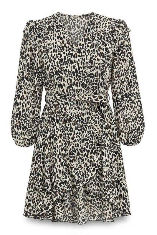 Boohoo Women's Leopard Print Short Wrap Dress Size 16